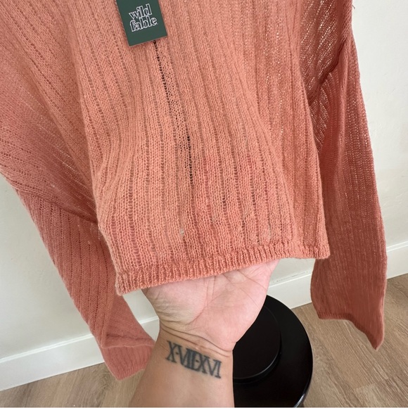NEW Wild Fable Pink/Rose colored Ribbed Knit Boho Cropped Sweater XL - Picture 4 of 16